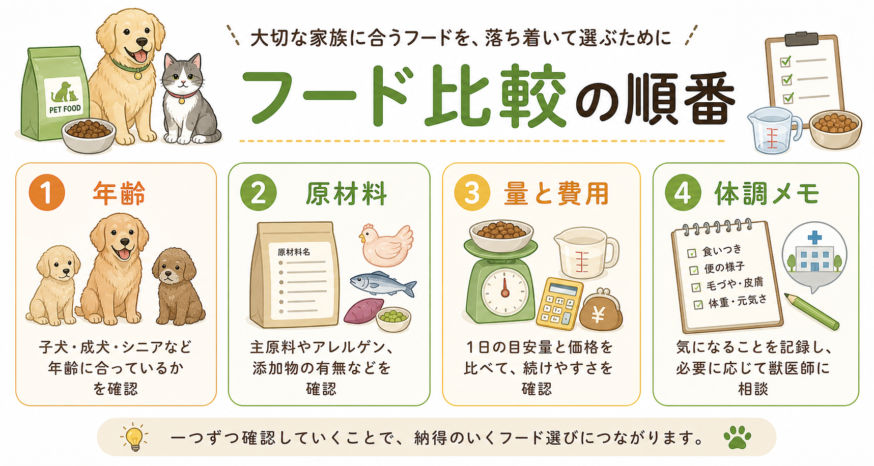 ペットフード比較を判断するための図解