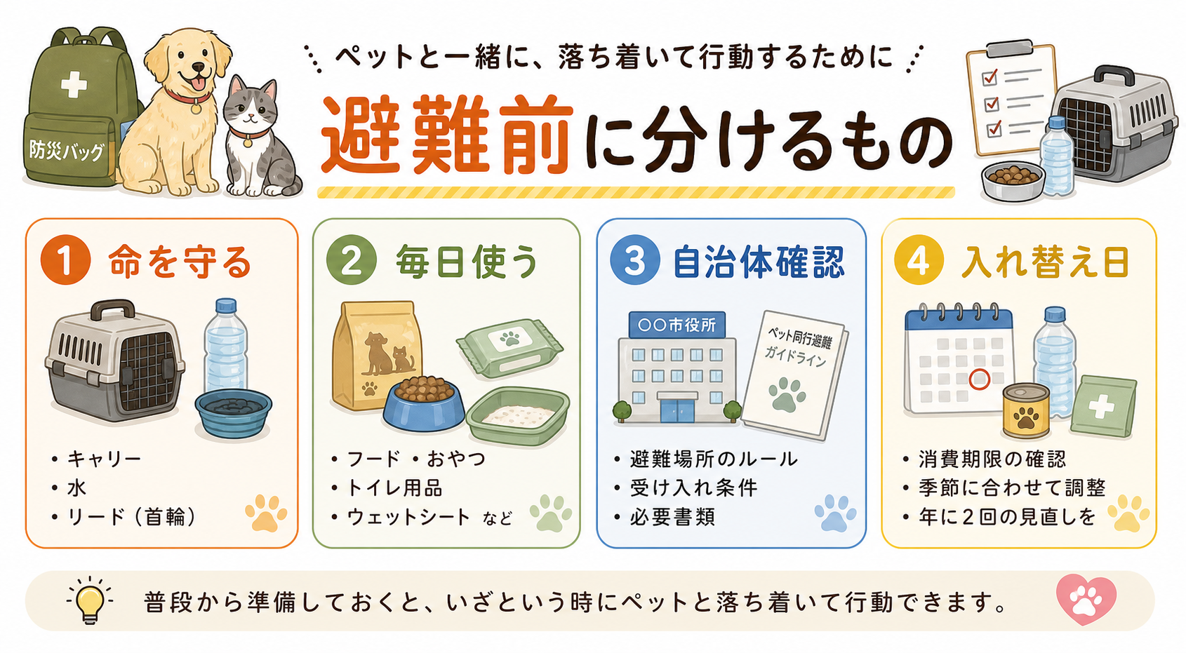 ペット避難用品の確認を判断するための図解