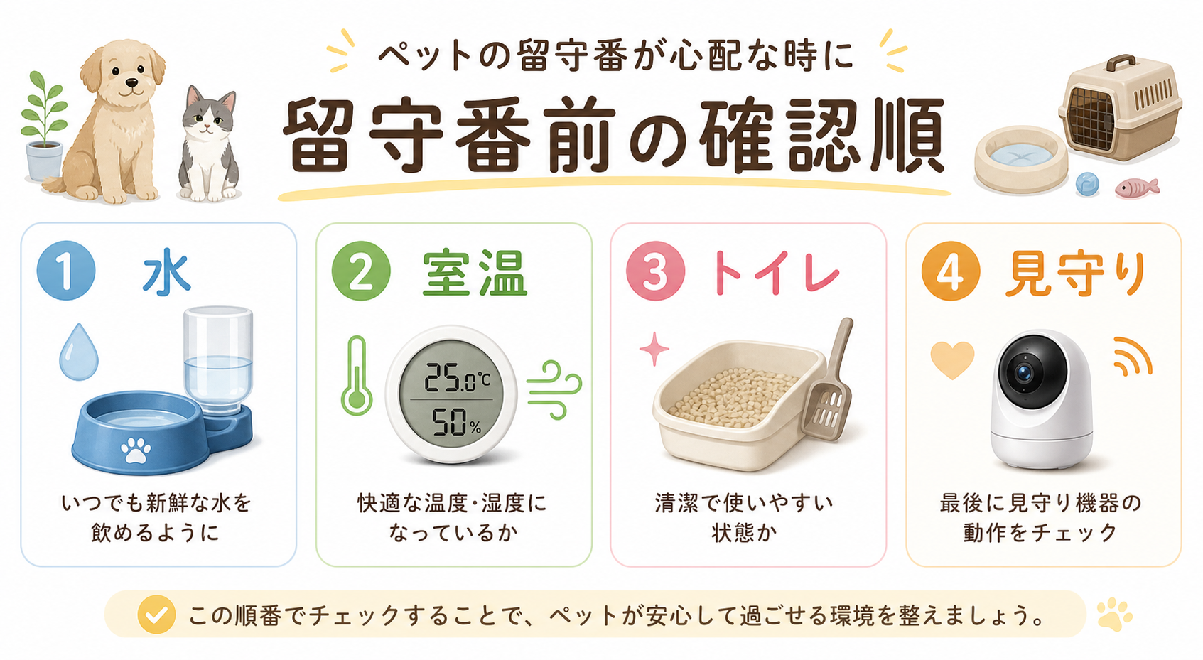 留守番前の確認を判断するための図解